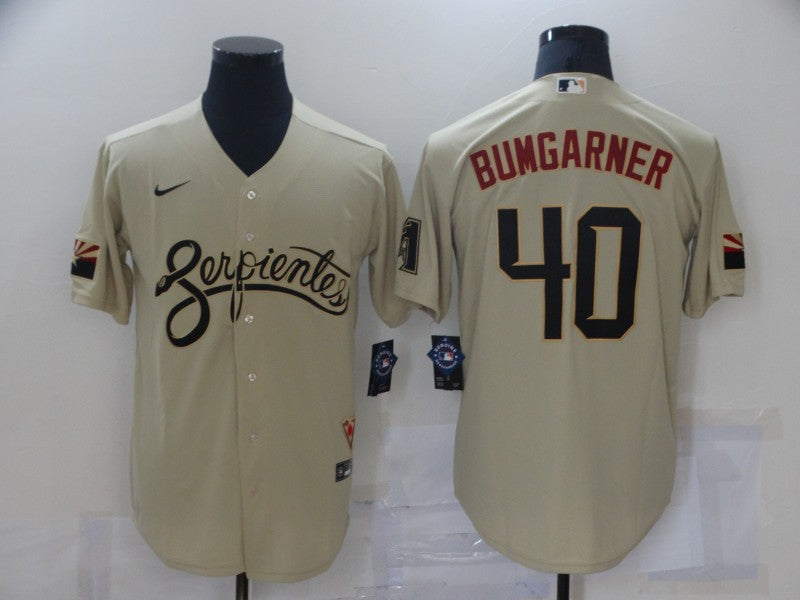 Men's Arizona Diamondbacks Madison Bumgarner #40 Beige Baseball Jersey